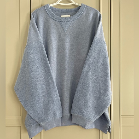 NWT Aerie Très Chic Chenille Oversized Sweatshirt in Monaco Blue - Picture 7 of 14